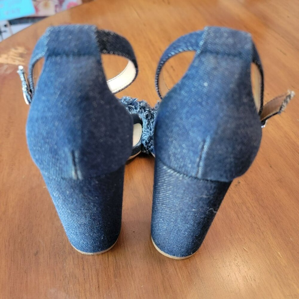 Steve Madden Carson Block Heel, Women 5M, Denim Blue, 4" Heel, EUC - Picture 3 of 7